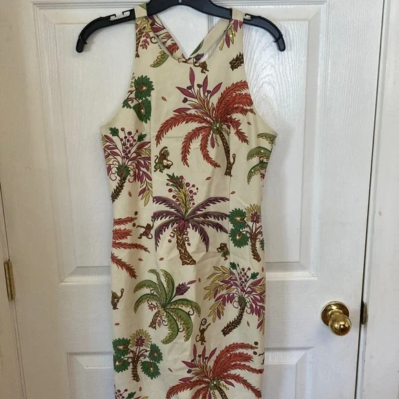 Muse Cream Dress: Palm Trees Sequined - Picture 1 of 13